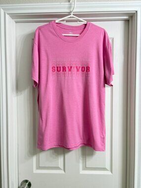 Athletic Brand Women's Pink "Survivor" T-Shirt, Size XL